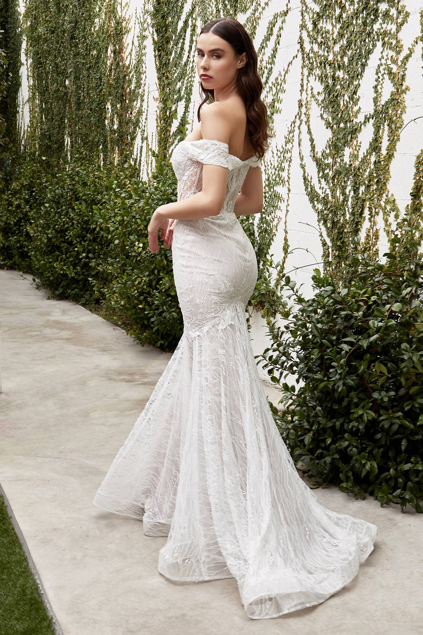 Off Shoulder Lace Bridal Mermaid Gown