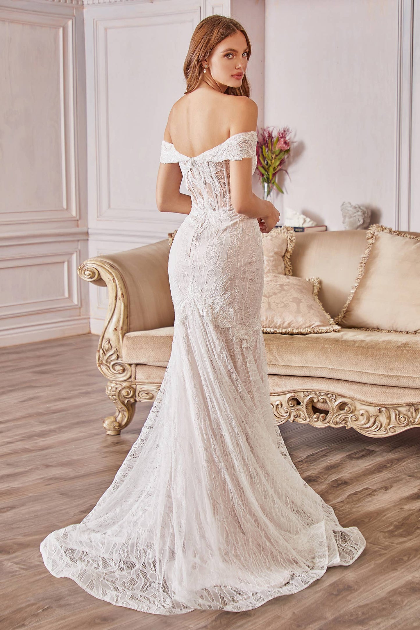 Off Shoulder Lace Bridal Mermaid Gown