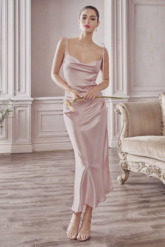 Ladivine by Cinderella Divine Slim Fit Satin Midi Dress