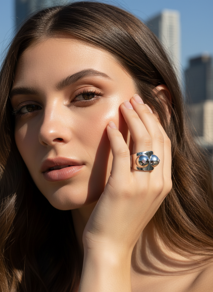 Boobs silver ring