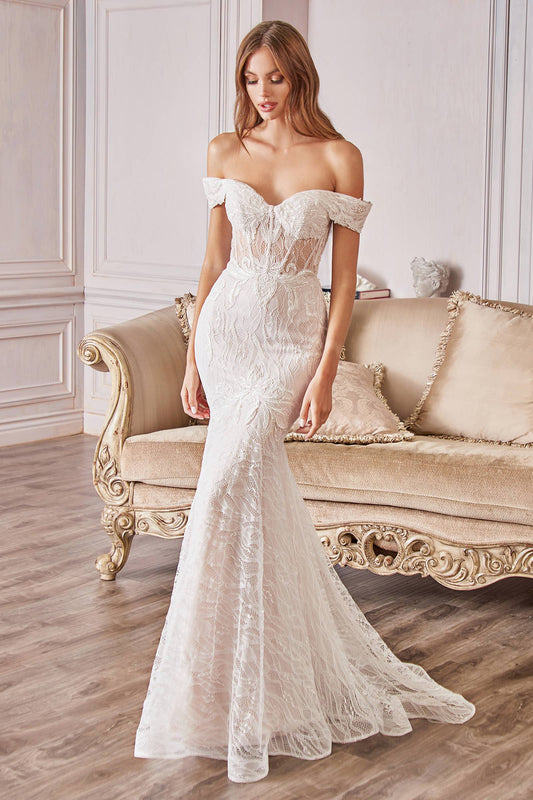 Off Shoulder Lace Bridal Mermaid Gown